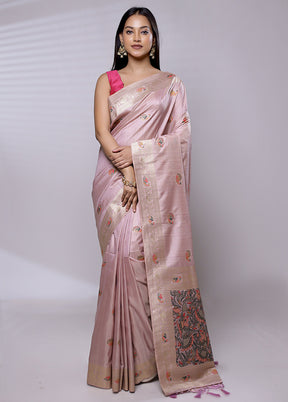 Pink Dupion Silk Saree With Blouse Piece