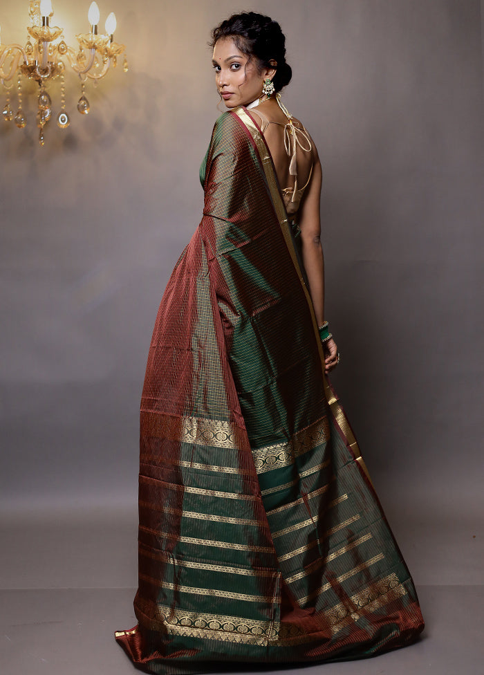 Green Kanjivaram Silk Saree With Blouse Piece