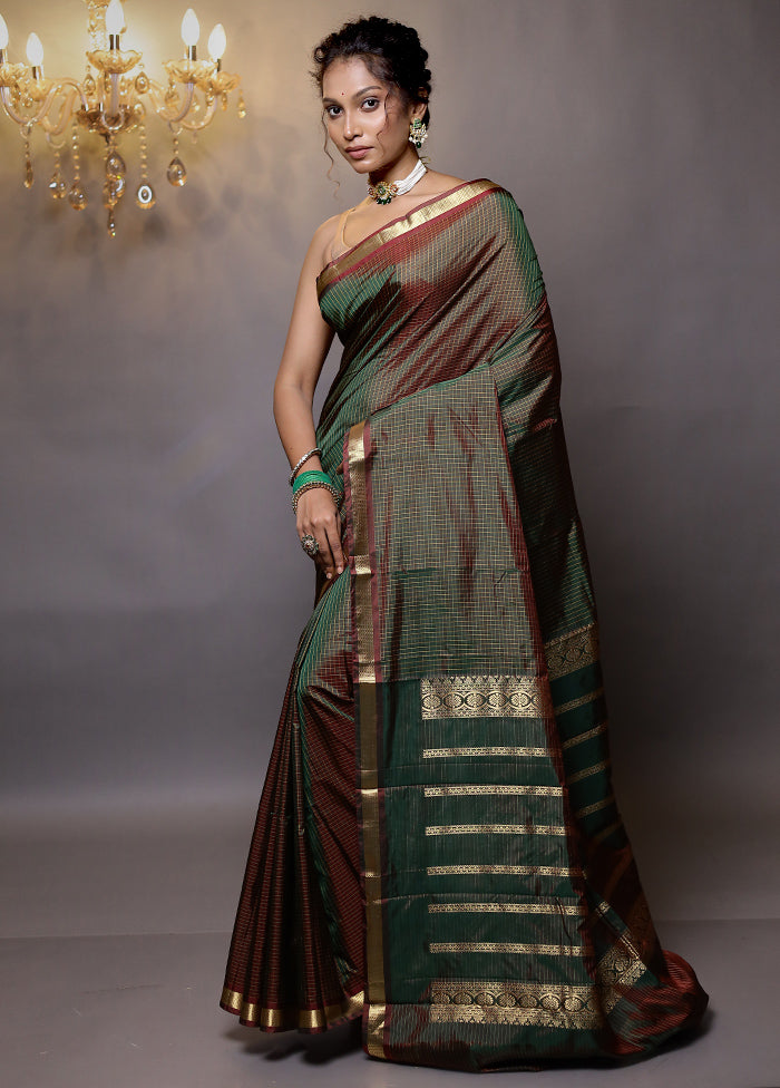 Green Kanjivaram Silk Saree With Blouse Piece