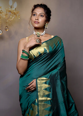 Green Kanjivaram Silk Saree With Blouse Piece