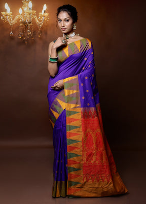 Blue Kanjivaram Silk Saree With Blouse Piece