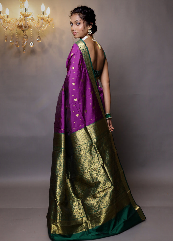 Purple Kanjivaram Silk Saree With Blouse Piece - Indian Silk House Agencies