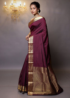 Maroon Kanjivaram Silk Saree With Blouse Piece