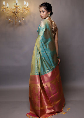 Green Kanjivaram Silk Saree With Blouse Piece