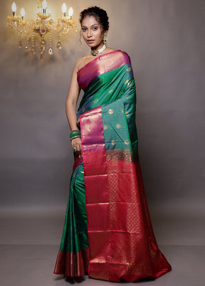 Green Kanjivaram Silk Saree With Blouse Piece