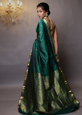 Green Kanjivaram Silk Saree With Blouse Piece