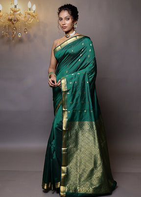 Green Kanjivaram Silk Saree With Blouse Piece