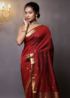 Maroon Kanjivaram Silk Saree With Blouse Piece