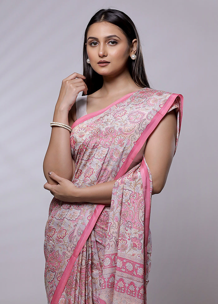 Pink Mysore Silk Saree Without Blouse Piece