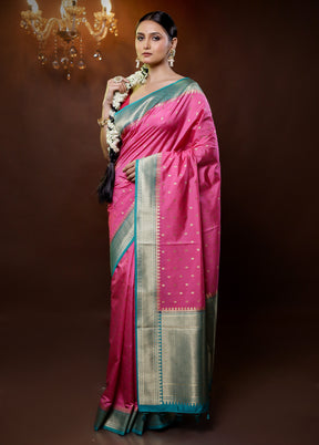 Pink Dupion Silk Saree With Blouse Piece