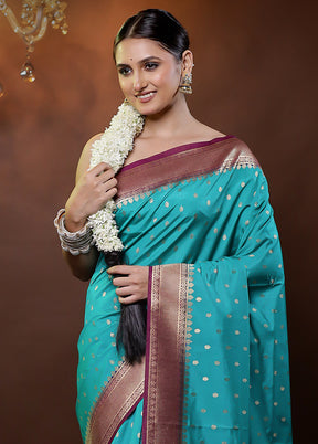 Green Dupion Silk Saree With Blouse Piece