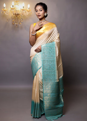 Cream Tussar Silk Saree With Blouse Piece - Indian Silk House Agencies