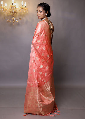 Pink Dupion Silk Saree With Blouse Piece