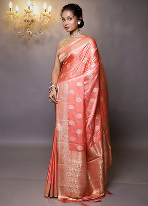 Pink Dupion Silk Saree With Blouse Piece