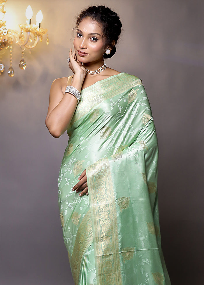 Green Dupion Silk Saree With Blouse Piece - Indian Silk House Agencies