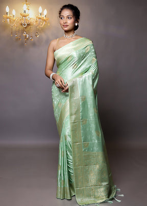 Green Dupion Silk Saree With Blouse Piece - Indian Silk House Agencies