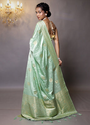 Green Dupion Silk Saree With Blouse Piece - Indian Silk House Agencies