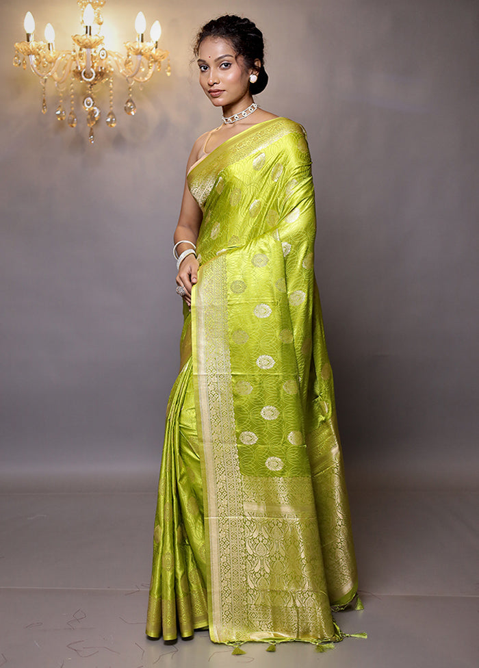 Green Dupion Silk Saree With Blouse Piece - Indian Silk House Agencies