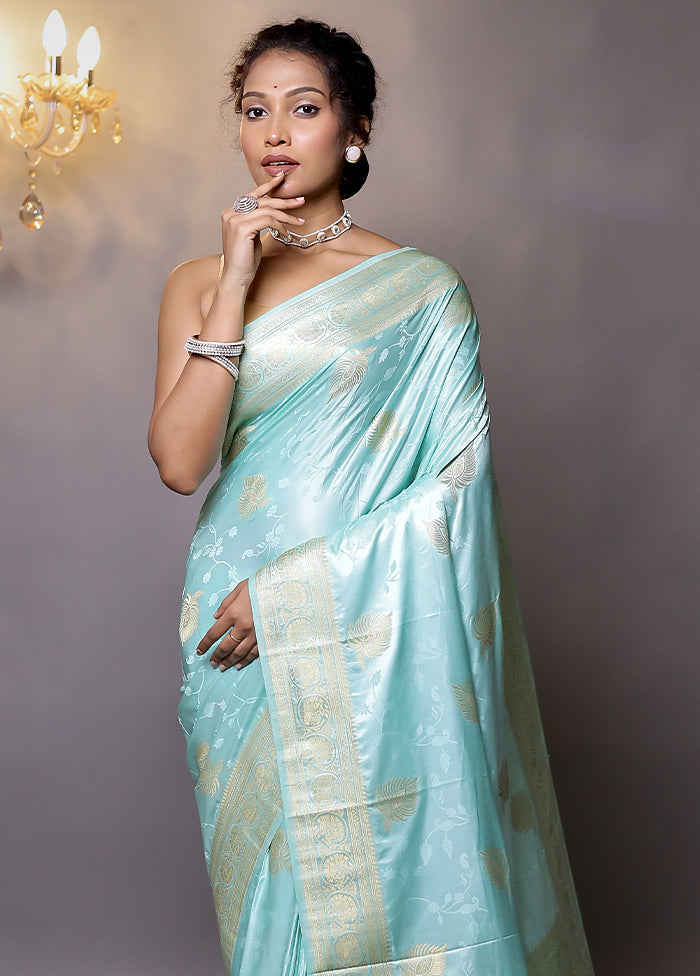 Blue Dupion Silk Saree With Blouse Piece - Indian Silk House Agencies