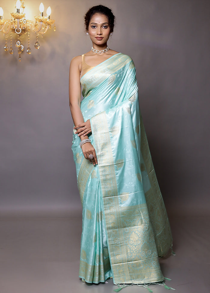 Blue Dupion Silk Saree With Blouse Piece - Indian Silk House Agencies