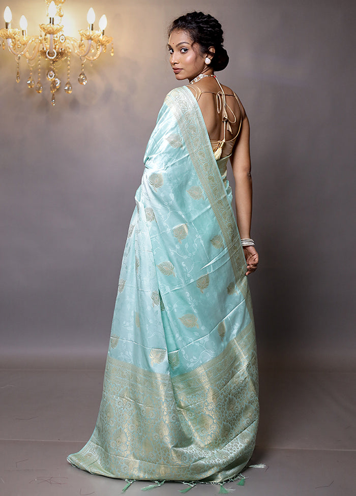 Blue Dupion Silk Saree With Blouse Piece - Indian Silk House Agencies