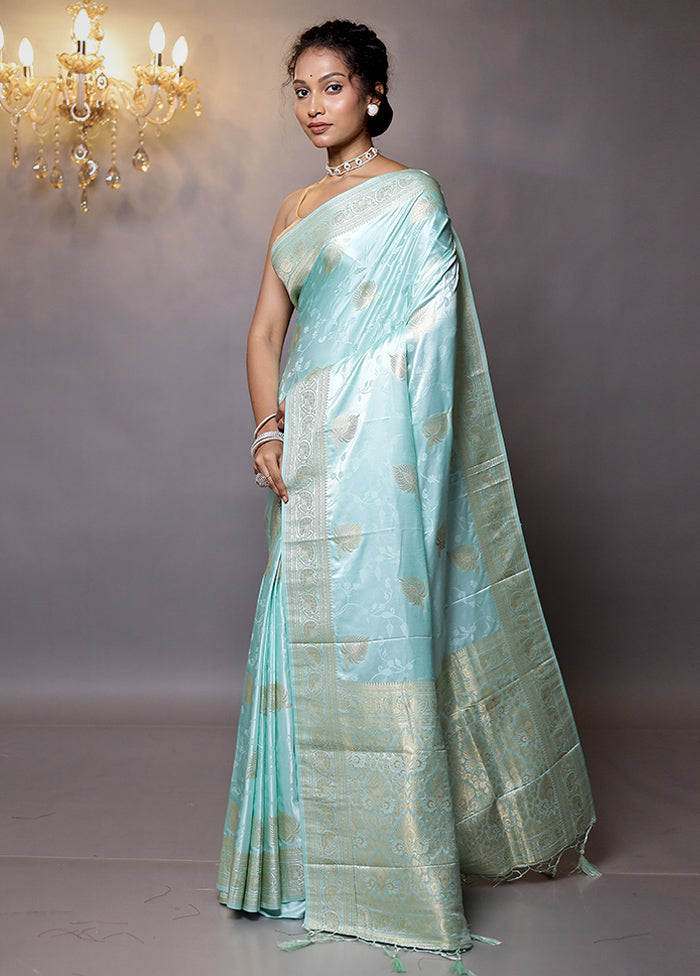 Blue Dupion Silk Saree With Blouse Piece - Indian Silk House Agencies