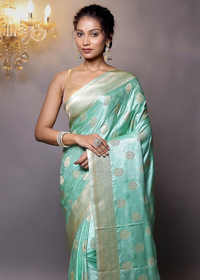 Green Dupion Silk Saree With Blouse Piece - Indian Silk House Agencies