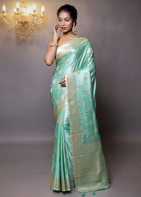 Green Dupion Silk Saree With Blouse Piece - Indian Silk House Agencies