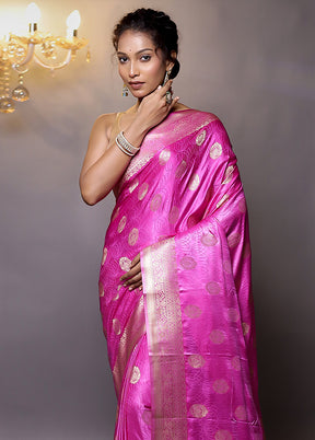 Pink Dupion Silk Saree With Blouse Piece - Indian Silk House Agencies