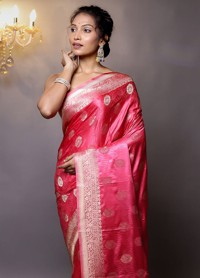 Pink Dupion Silk Saree With Blouse Piece