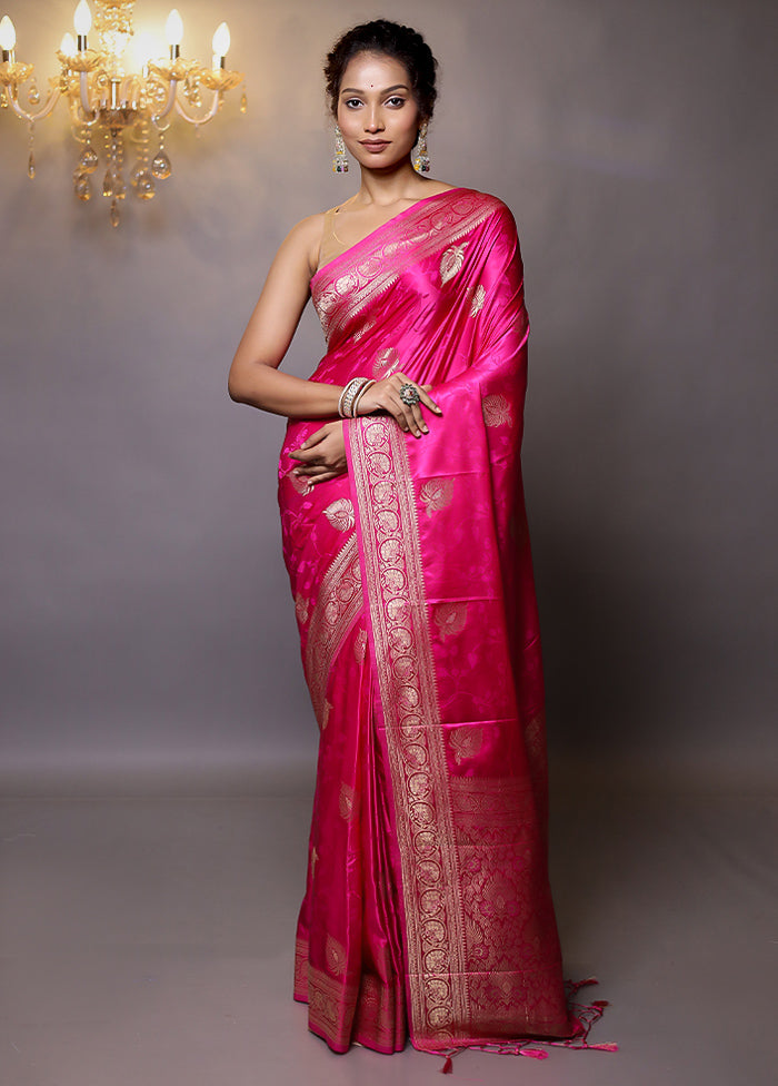 Pink Dupion Silk Saree With Blouse Piece