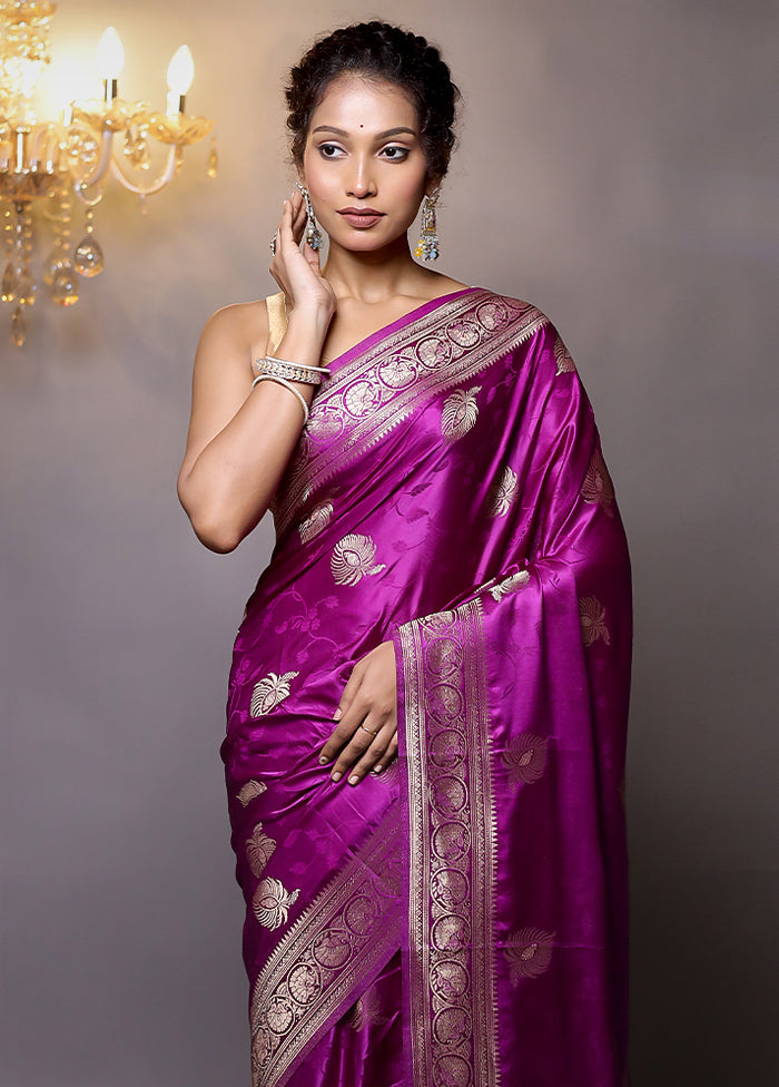 Purple Dupion Silk Saree With Blouse Piece - Indian Silk House Agencies