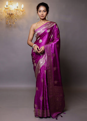 Purple Dupion Silk Saree With Blouse Piece - Indian Silk House Agencies