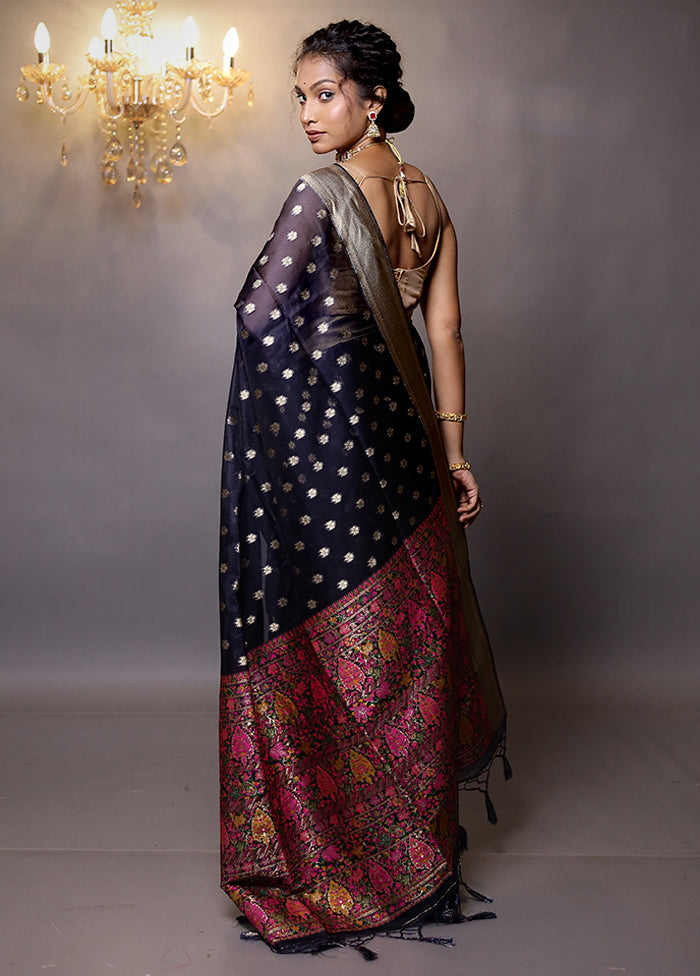 Blue Organza Saree With Blouse Piece - Indian Silk House Agencies