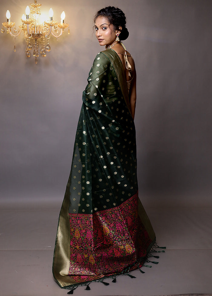 Green Organza Saree With Blouse Piece