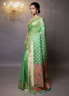 Green Organza Saree With Blouse Piece