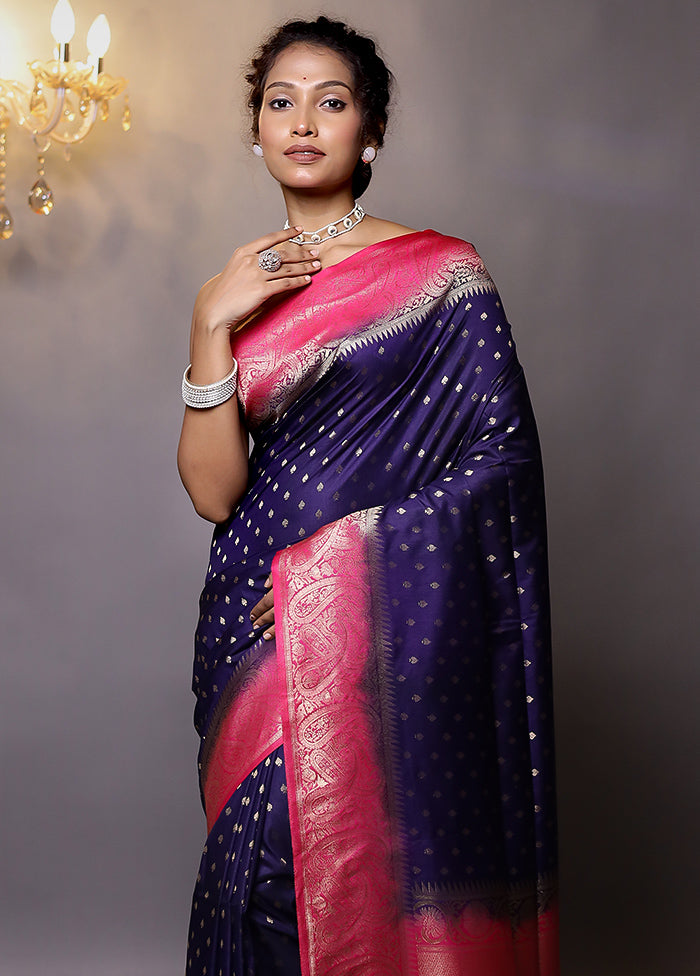 Blue Dupion Silk Saree With Blouse Piece - Indian Silk House Agencies