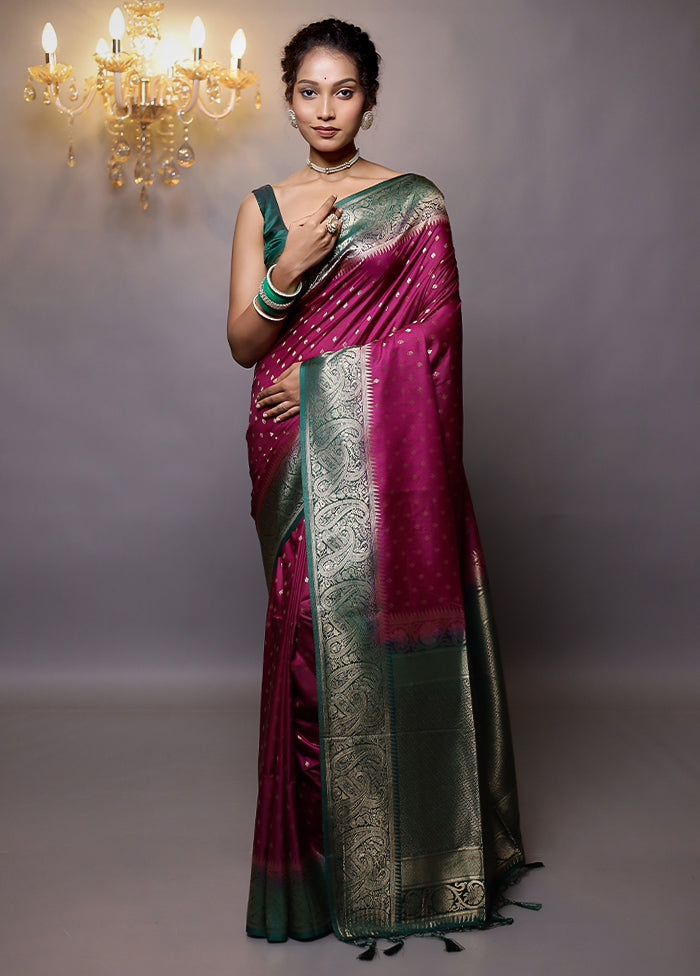 Purple Dupion Silk Saree With Blouse Piece