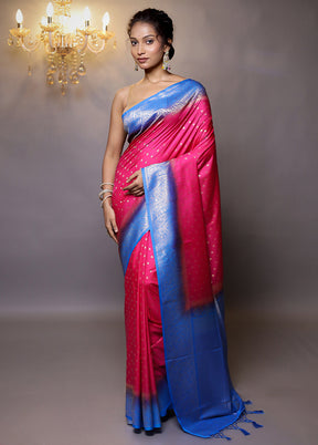 Pink Dupion Silk Saree With Blouse Piece