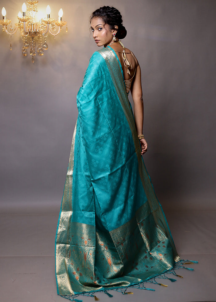 Green Dupion Silk Saree With Blouse Piece - Indian Silk House Agencies