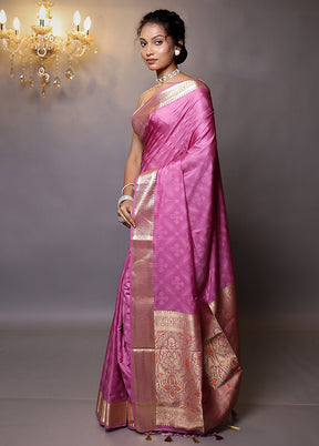 Purple Dupion Silk Saree With Blouse Piece - Indian Silk House Agencies