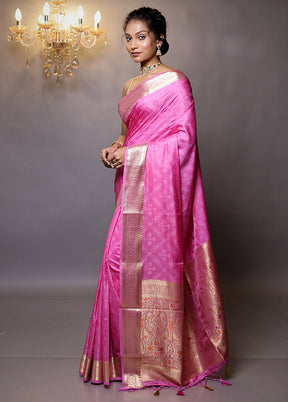 Pink Dupion Silk Saree With Blouse Piece - Indian Silk House Agencies