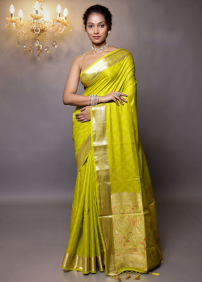 Green Dupion Silk Saree With Blouse Piece - Indian Silk House Agencies