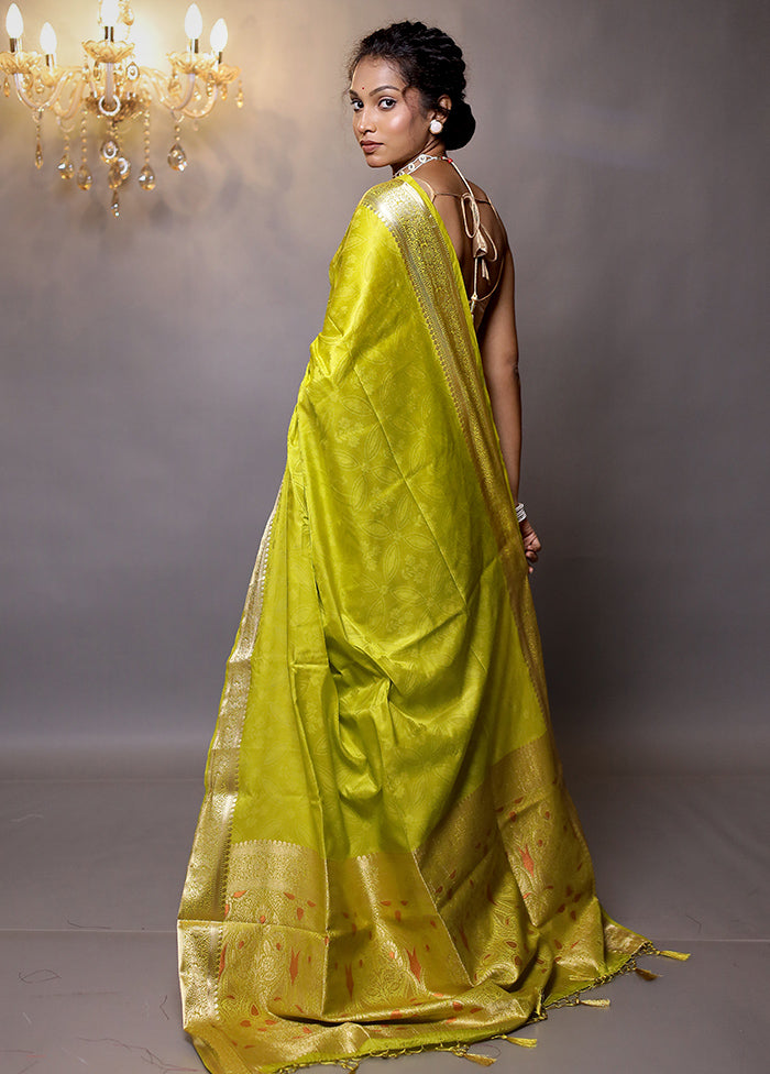 Green Dupion Silk Saree With Blouse Piece - Indian Silk House Agencies