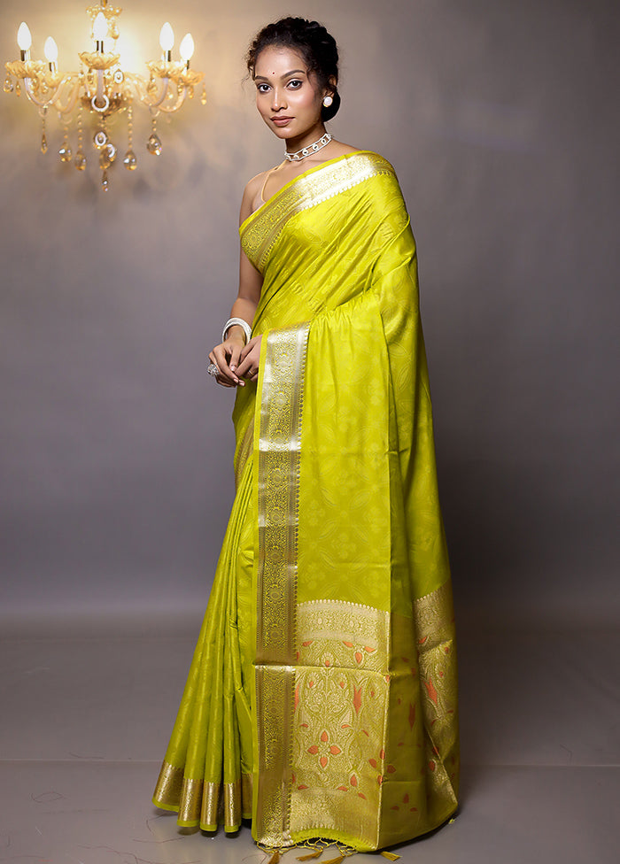 Green Dupion Silk Saree With Blouse Piece - Indian Silk House Agencies