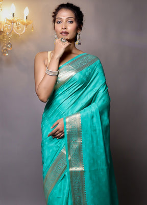 Green Dupion Silk Saree With Blouse Piece - Indian Silk House Agencies