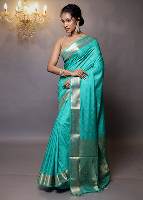 Green Dupion Silk Saree With Blouse Piece - Indian Silk House Agencies