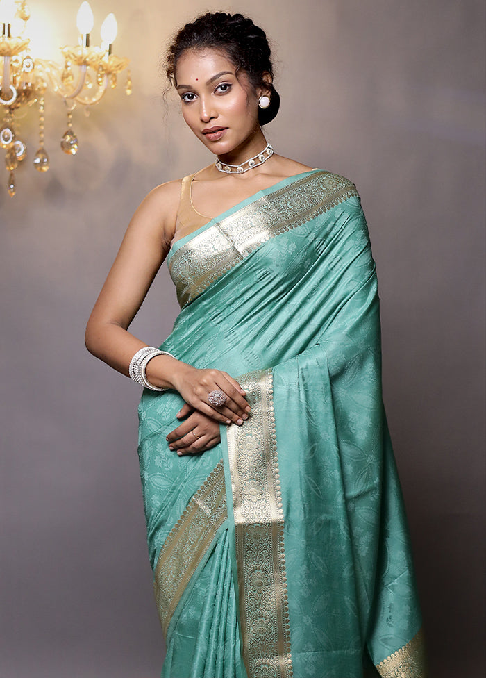 Green Dupion Silk Saree With Blouse Piece - Indian Silk House Agencies