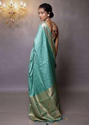 Green Dupion Silk Saree With Blouse Piece - Indian Silk House Agencies