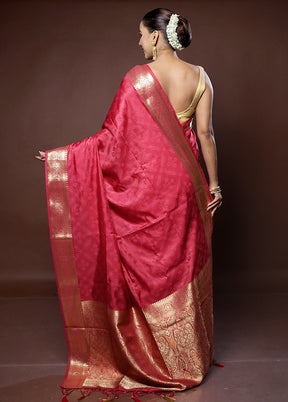 Pink Dupion Silk Saree With Blouse Piece